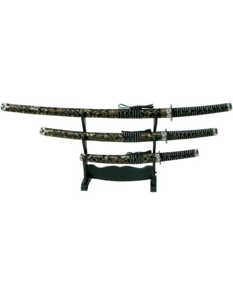 set-de-katanas-ornamentales-negro-vista-frontal