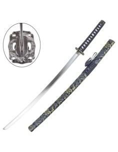 Katana ornamental azul con saya y mango de madera | Katanas y Espadas