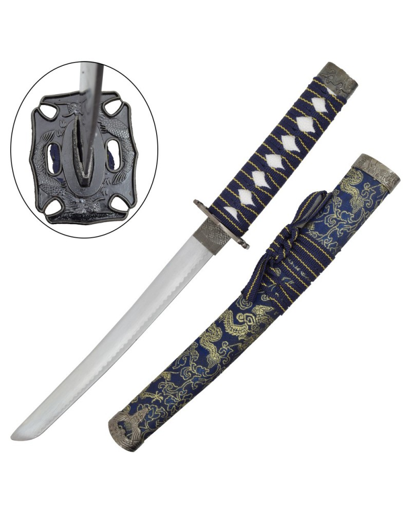 Tanto ornamental azul con saya y mango de madera | Katanas y Espadas