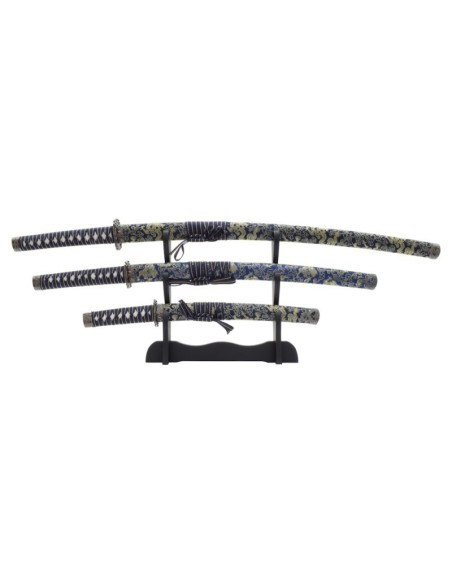 Set azul katana wakizashi y tanto ornamental | Katanas y Espadas