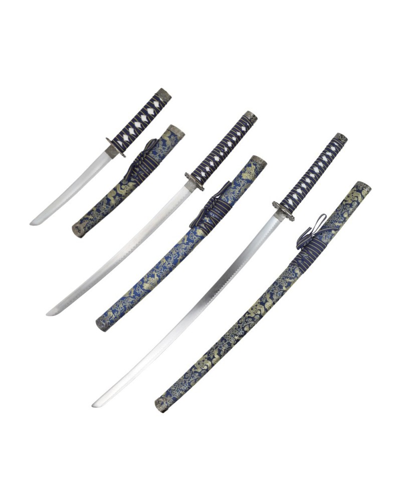 Set azul katana wakizashi y tanto ornamental | Katanas y Espadas