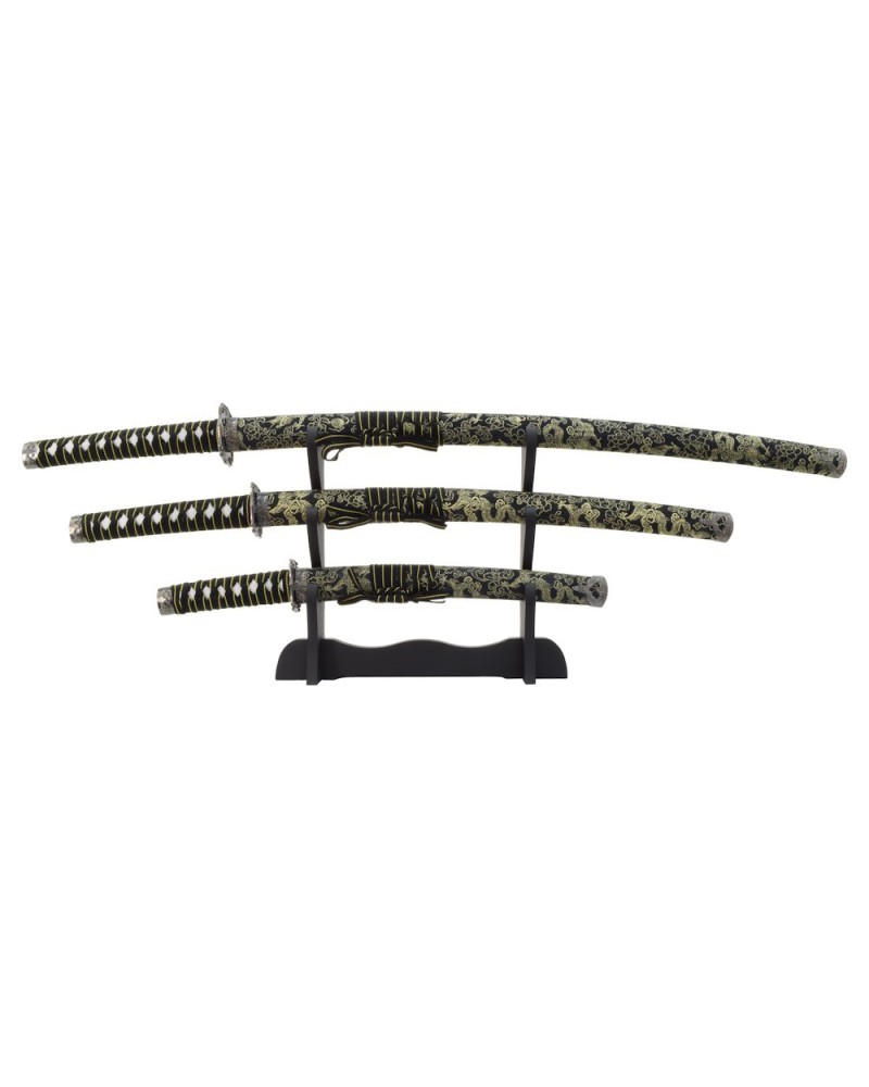 Set negro katana wakizashi y tanto ornamental | Katanas y Espadas