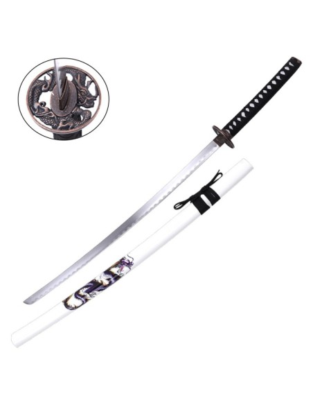 Katana ornamental blanca de acero sin filo | Katanas y Espadas