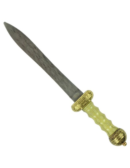 Daga ornamental roja y dorada de acero | Katanas y Espadas