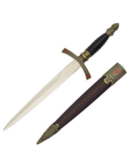 Daga templaria con vaina de polipiel de acero | Katanas y Espadas