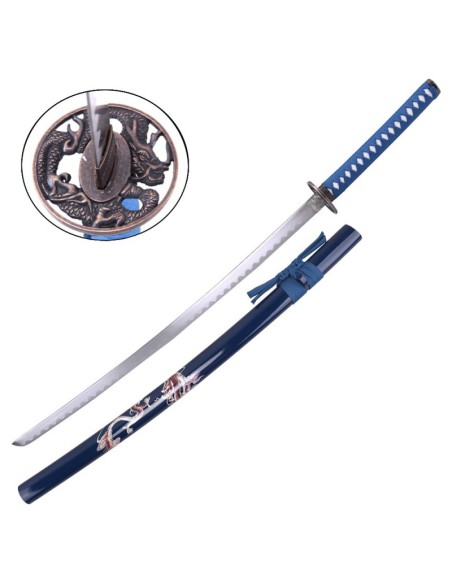 Katana dragón azul con saya lacada | Katanas y Espadas