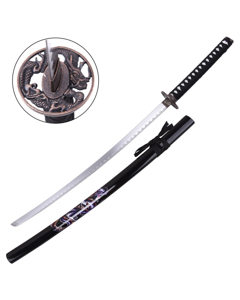 Katana dragón negra con saya lacada | Katanas y Espadas