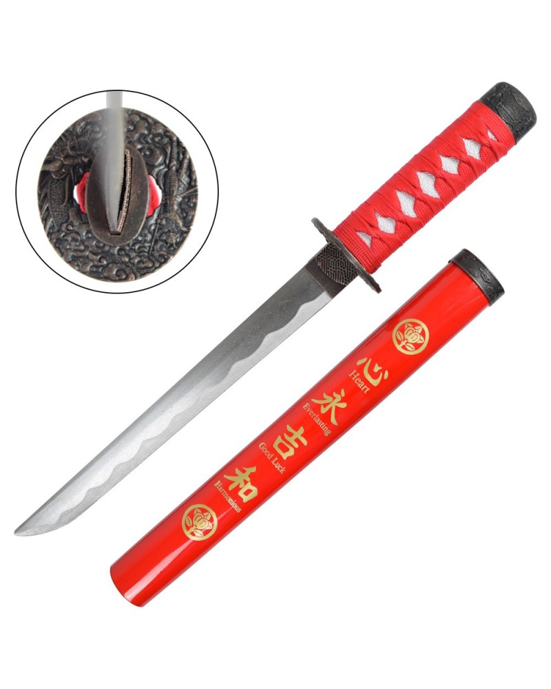 Tanto rojo tsuba metálica | Katanas y Espadas