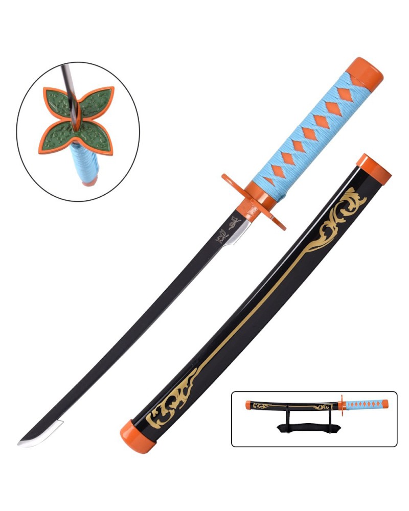 Mini katana Shinobu negra de bambú - Demon Slayer | Katanas y Espadas
