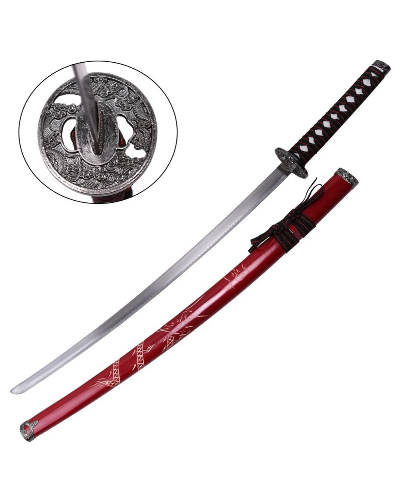 Set ornamental Katana-Wakizashi-Tanto rojo ZS574S Rosso