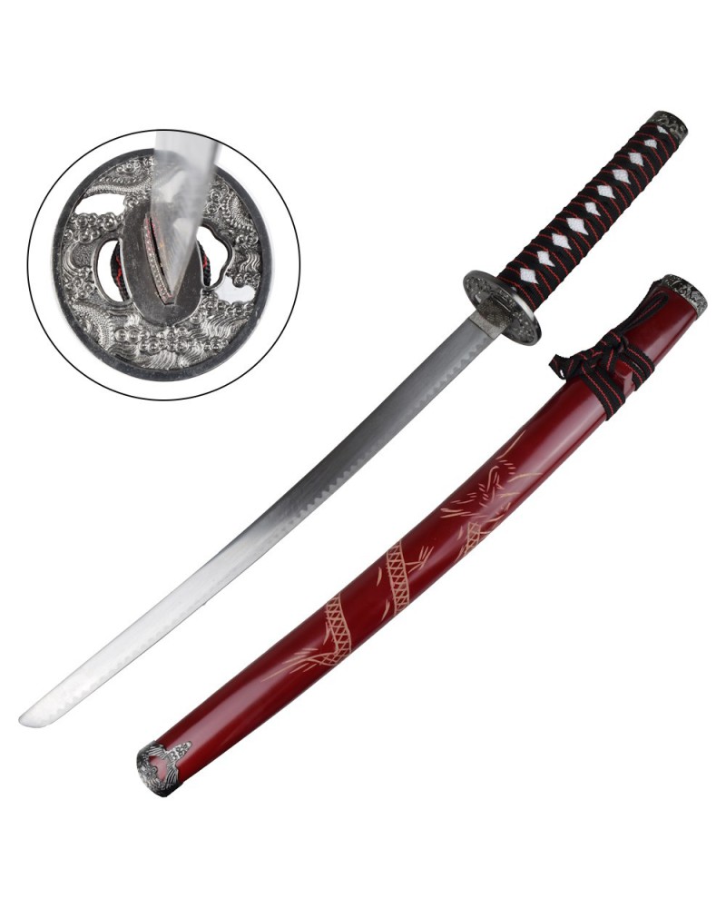 Set ornamental Katana-Wakizashi-Tanto rojo ZS574S Rosso