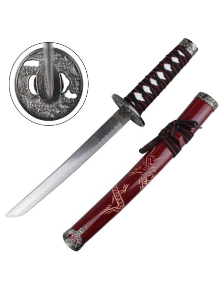 Tanto decorativo ZS574C ROSSO con vaina de madera